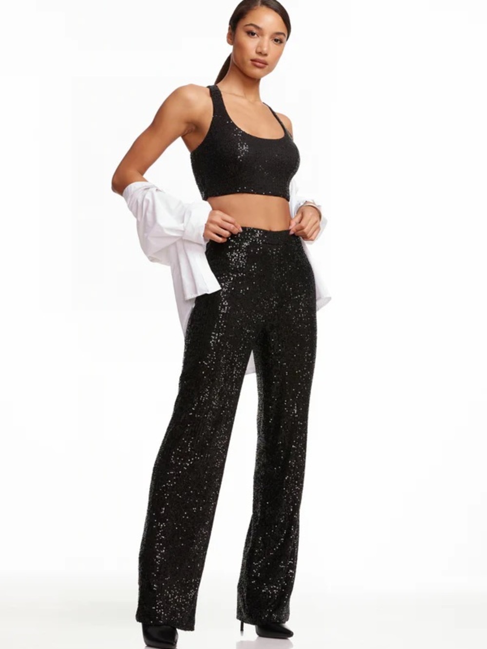 🌼Dress The Population🌼 Black Sequin Trousers, Size L